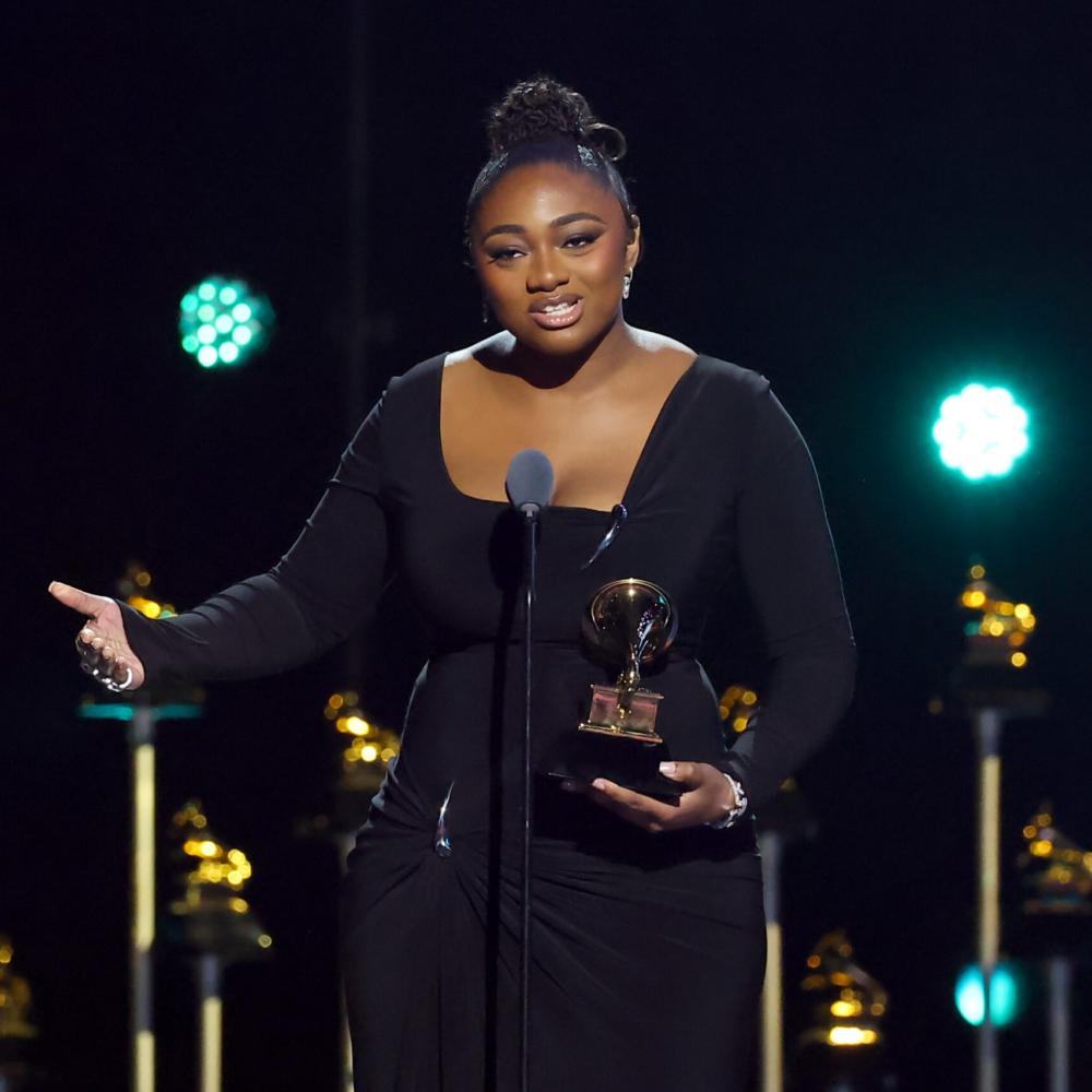 LOS ANGELES, CALIFORNIA - FEBRUARY 02: Samara Joy
accepts award for Best Jazz Performance for "Twinkle Twinkle Little Me" onstage during the 67th Annual GRAMMY Awards Premiere Ceremony at Peacock Theater on February 02, 2025 in Los Angeles, California.  (Photo by Leon Bennett/Getty Images for The Recording Academy)